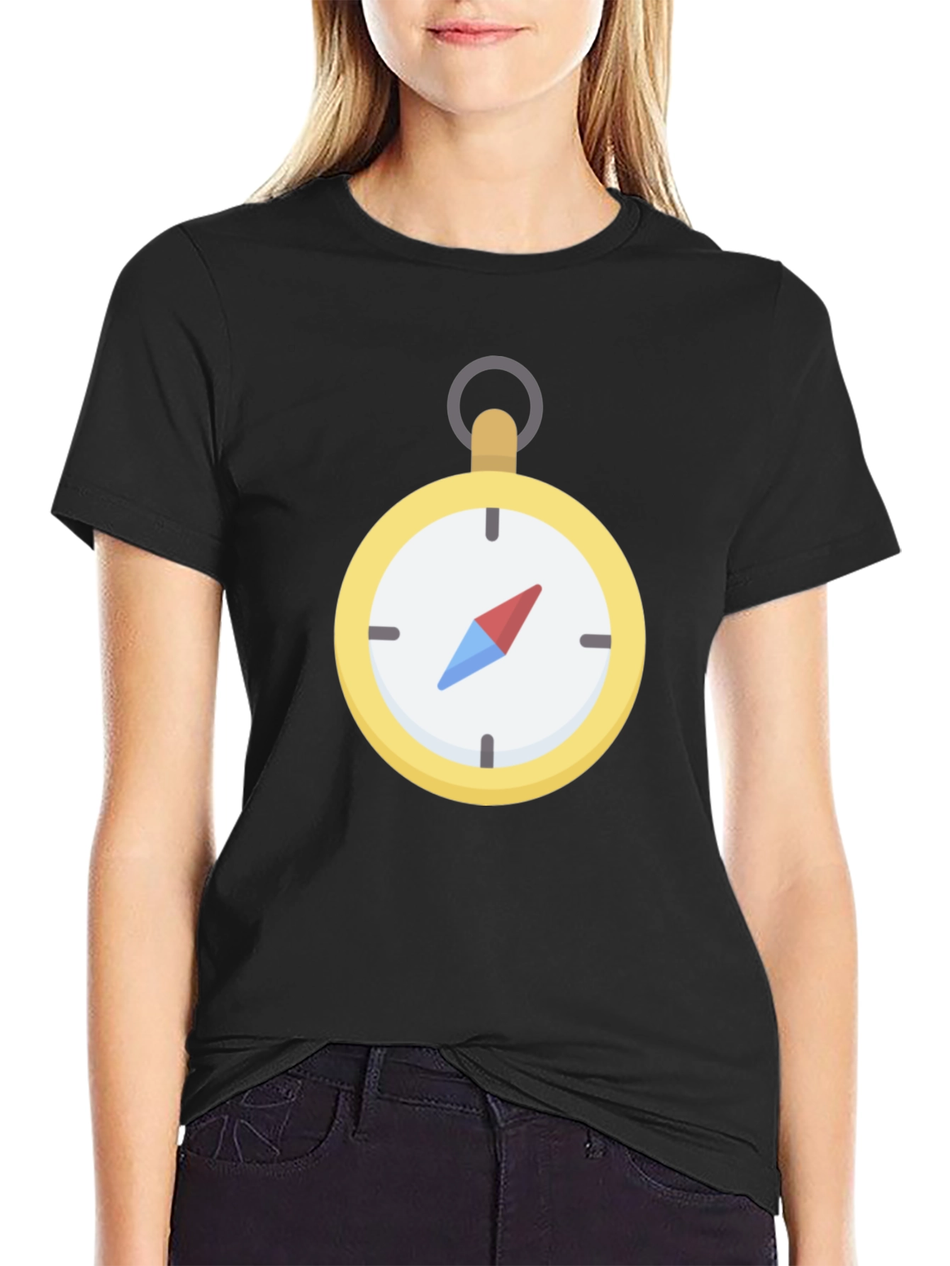 Compass Graphic T-Shirt - Black Crew Neck Tee