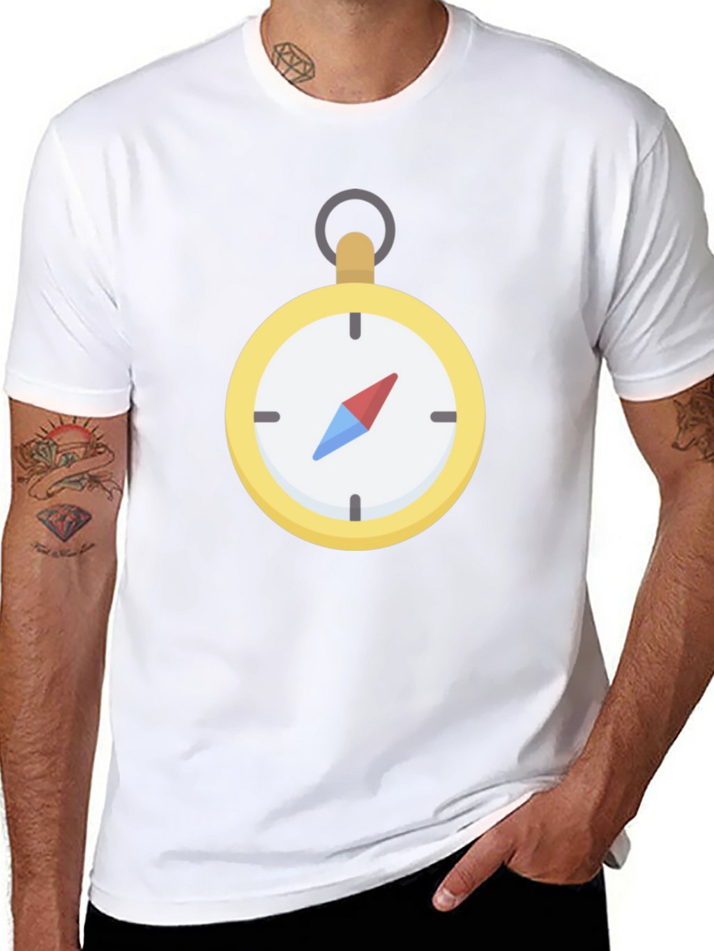Compass Graphic T-Shirt - Black Crew Neck Tee
