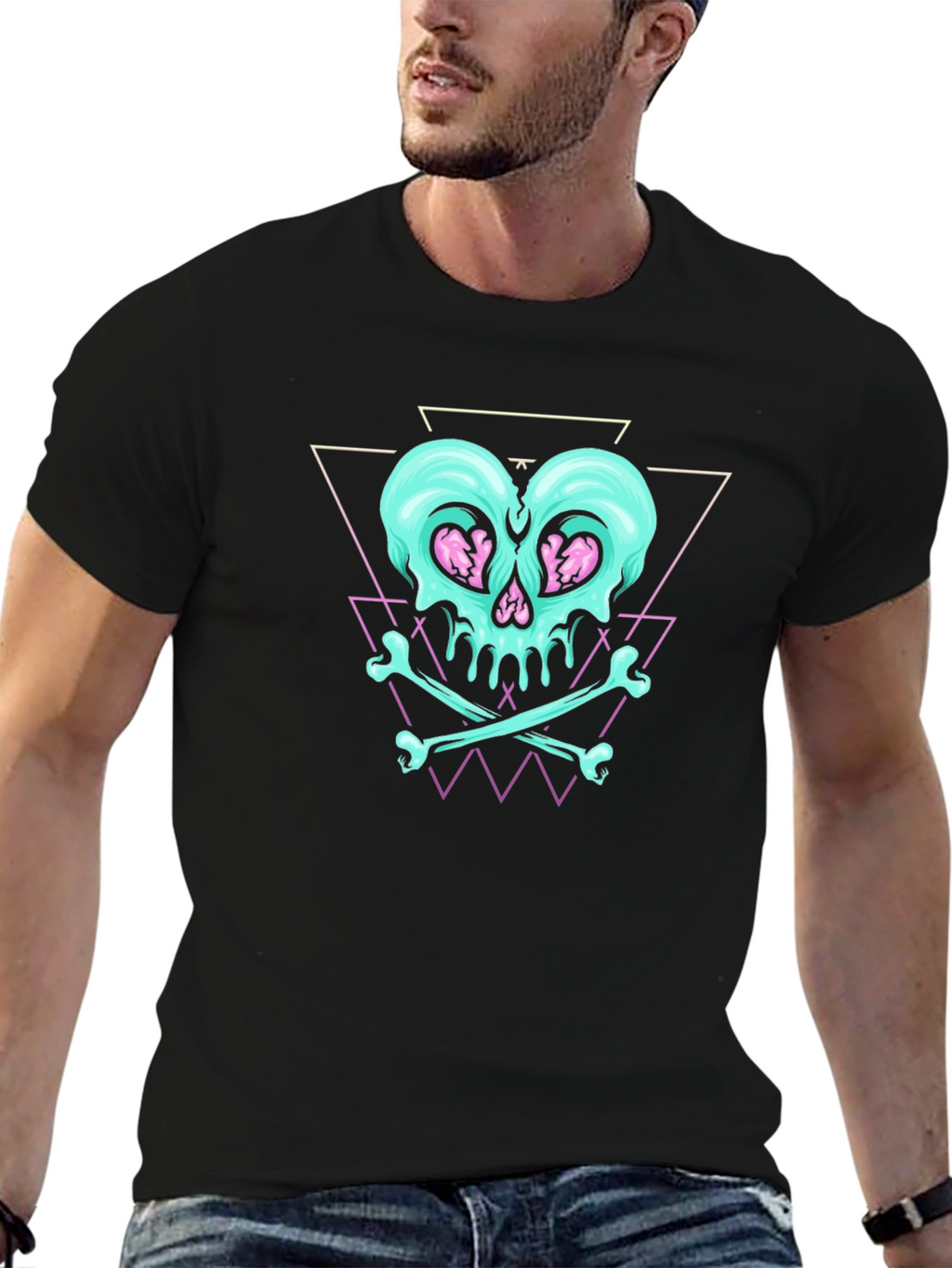 Skull & Crossbones Graphic Print Black T-Shirt