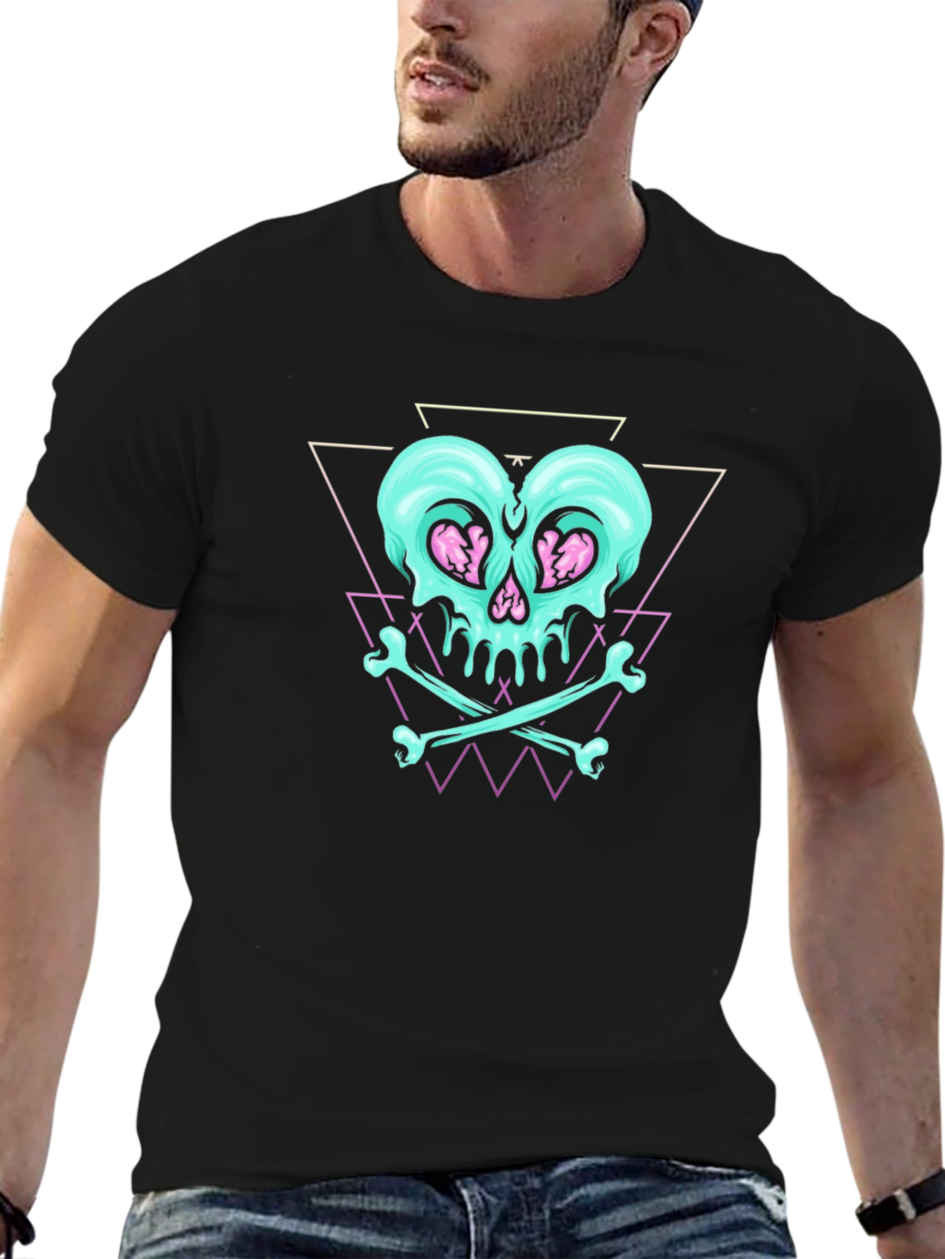 Skull & Crossbones Graphic Print Black T-Shirt
