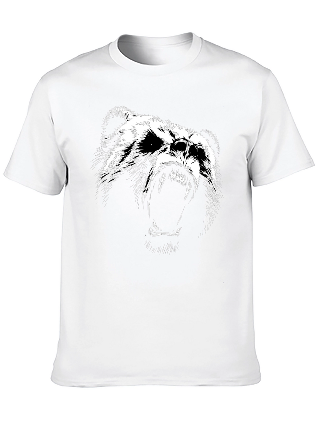 Mens Black T-Shirt with Roaring Bear Graphic