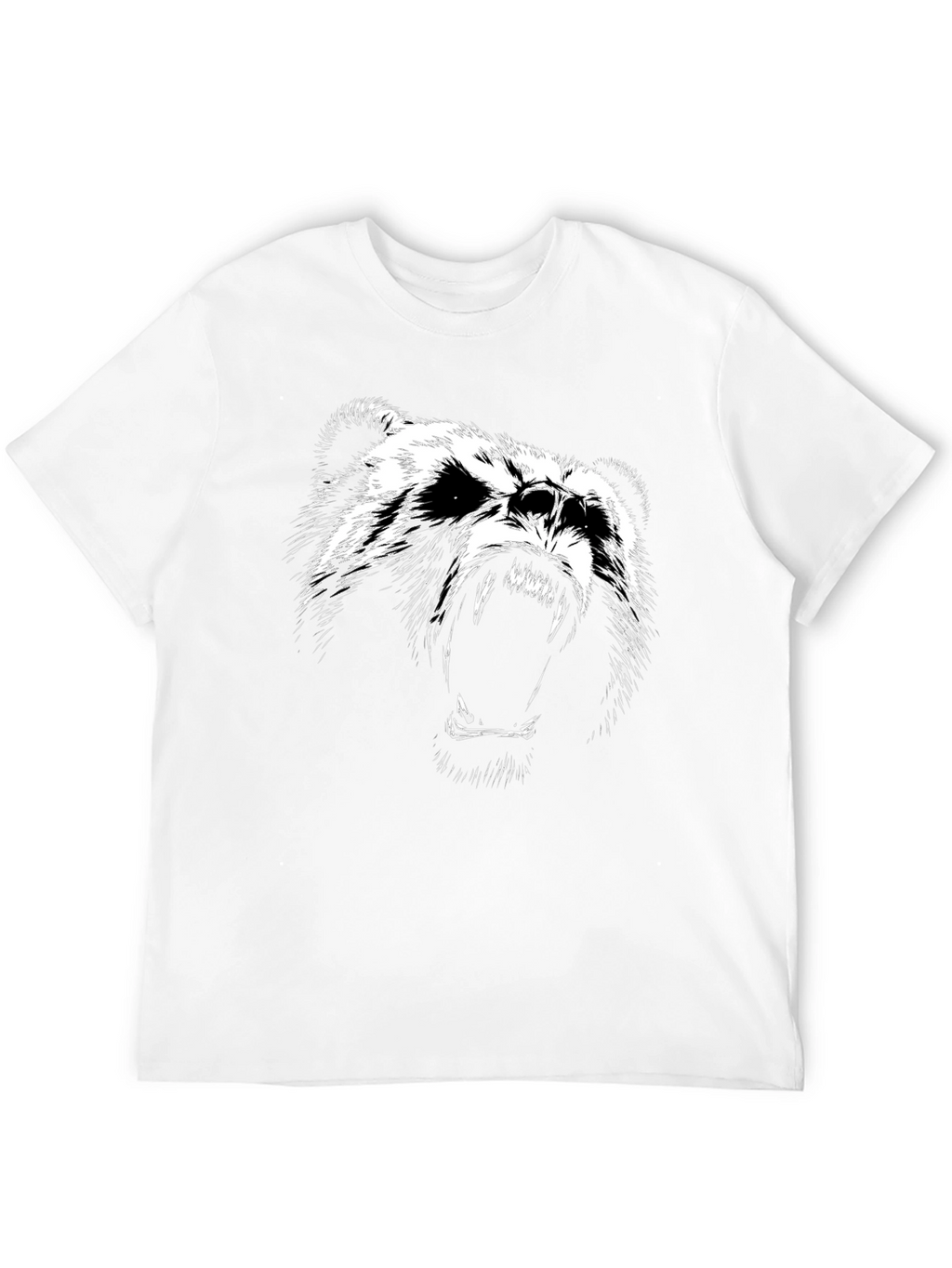 Mens Black T-Shirt with Roaring Bear Graphic