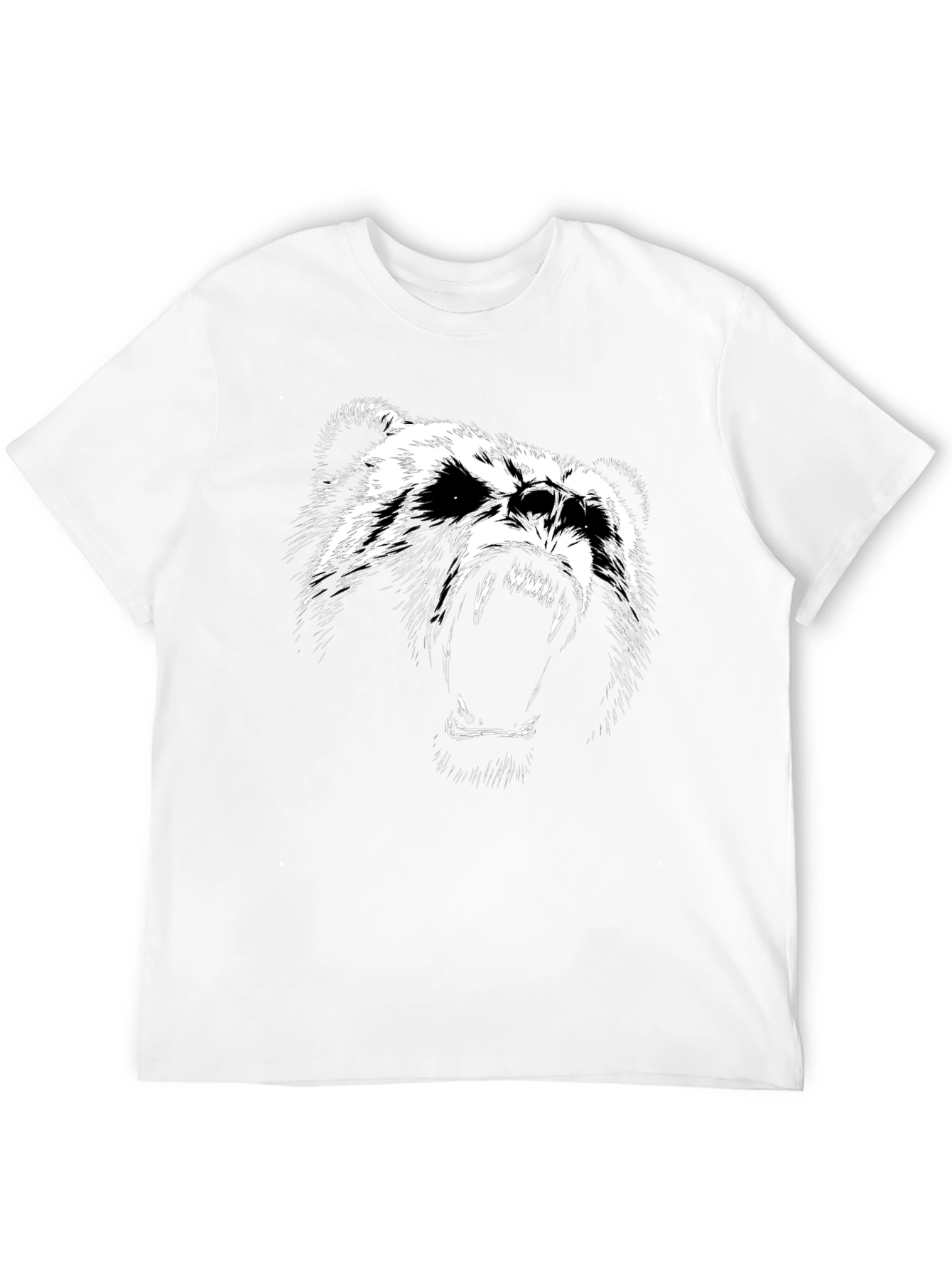 Mens Black T-Shirt with Roaring Bear Graphic