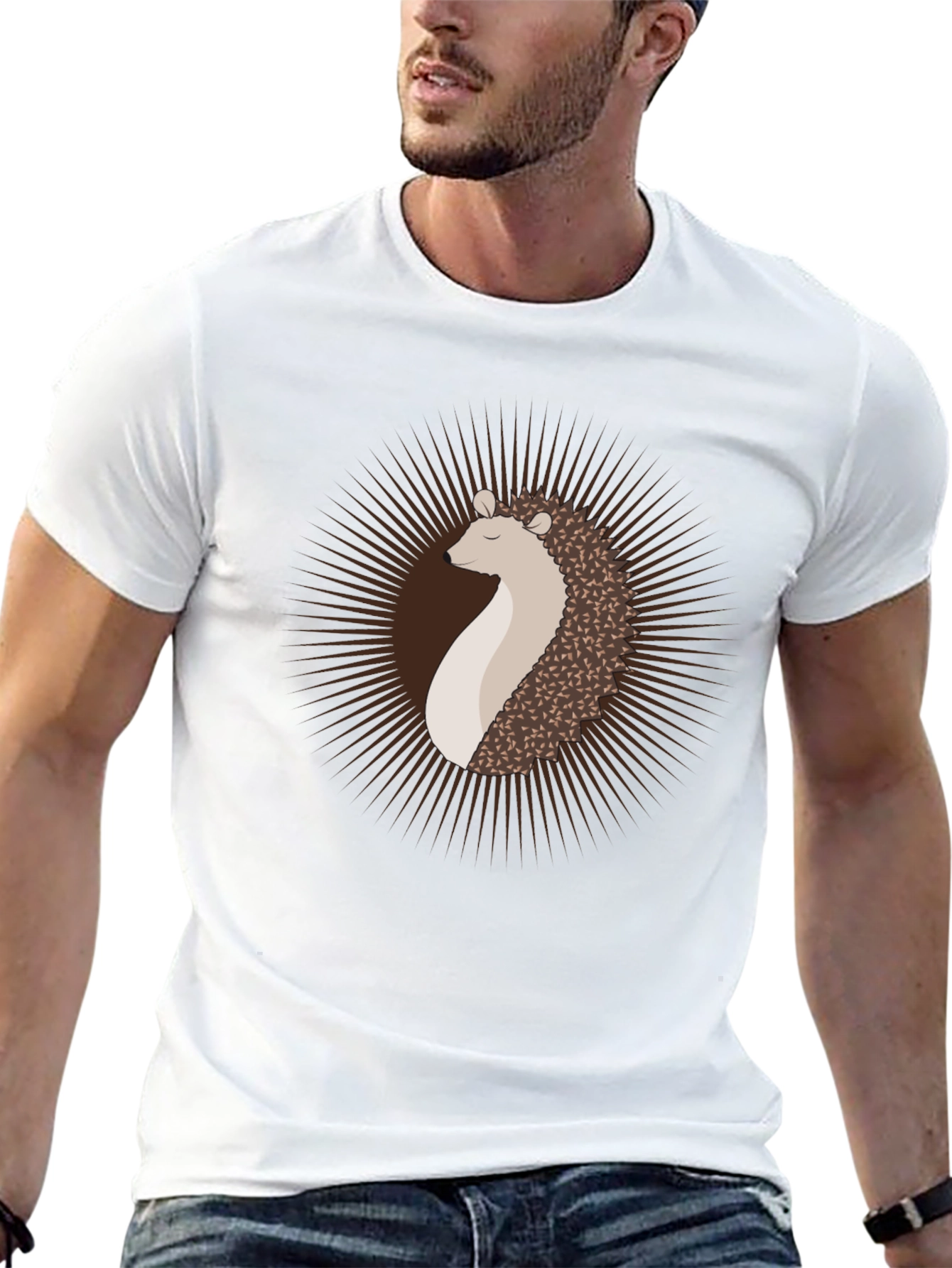 Hedgehog Graphic Tee - Modern Mens Black T-Shirt