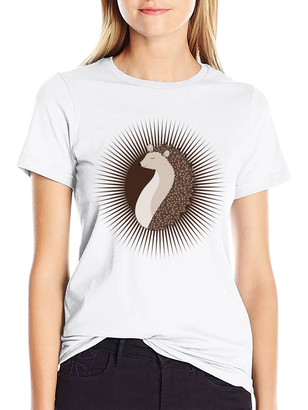 Hedgehog Graphic Tee - Modern Mens Black T-Shirt