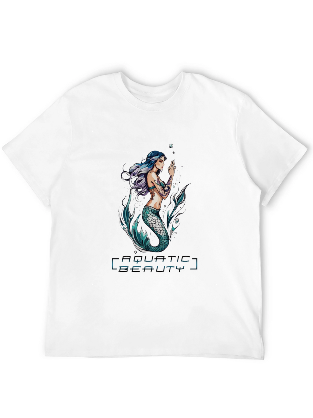 Aquatic Beauty Mermaid Graphic Tee - Black