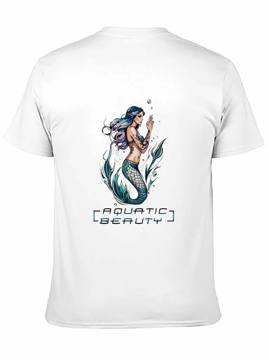 Aquatic Beauty Mermaid Graphic Tee - Black