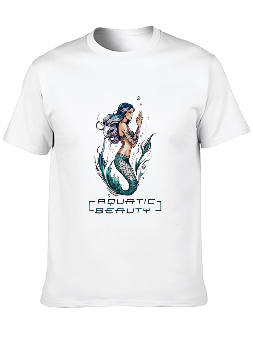 Aquatic Beauty Mermaid Graphic Tee - Black