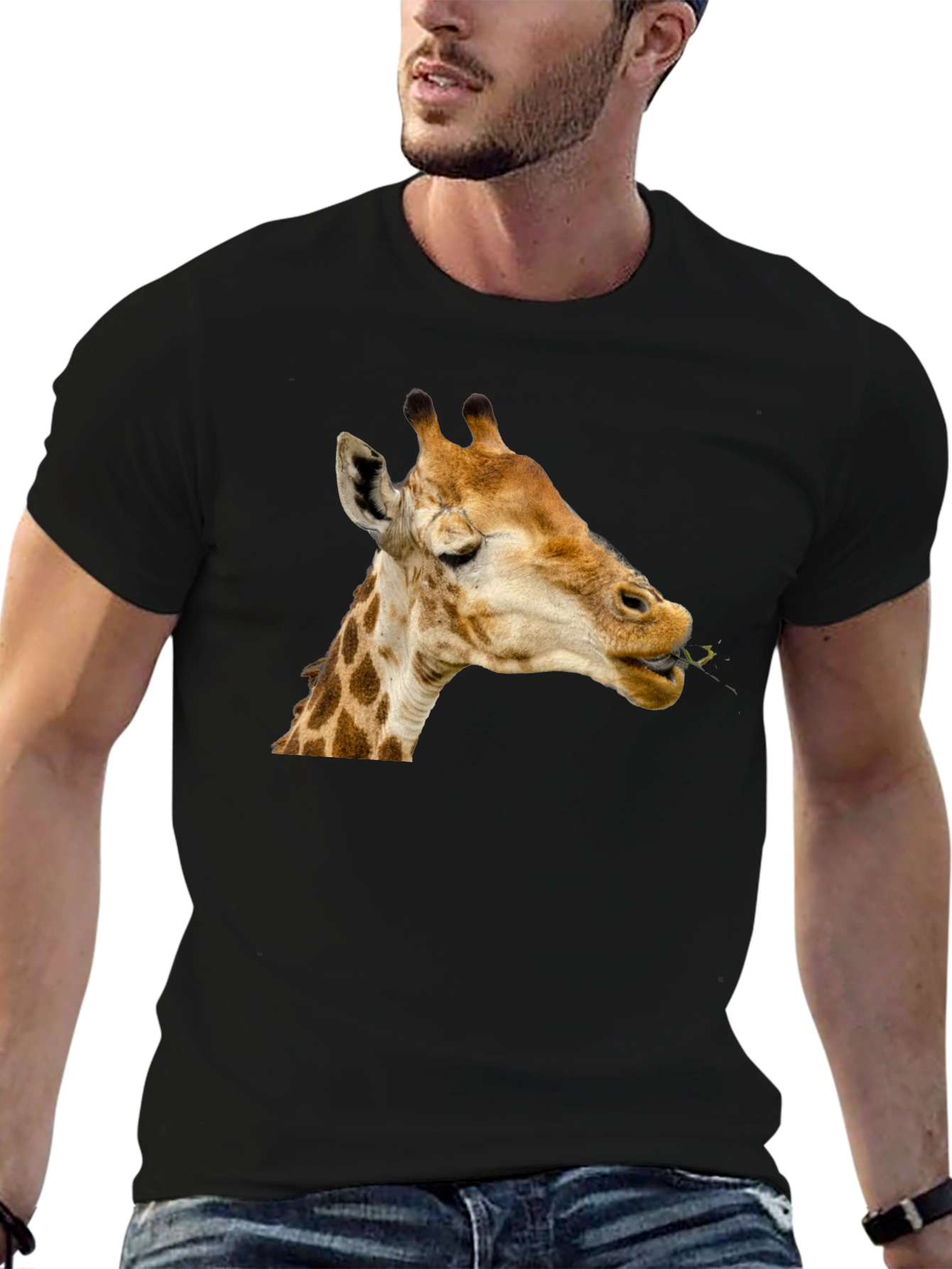 Giraffe Eating Leaves Graphic Tee