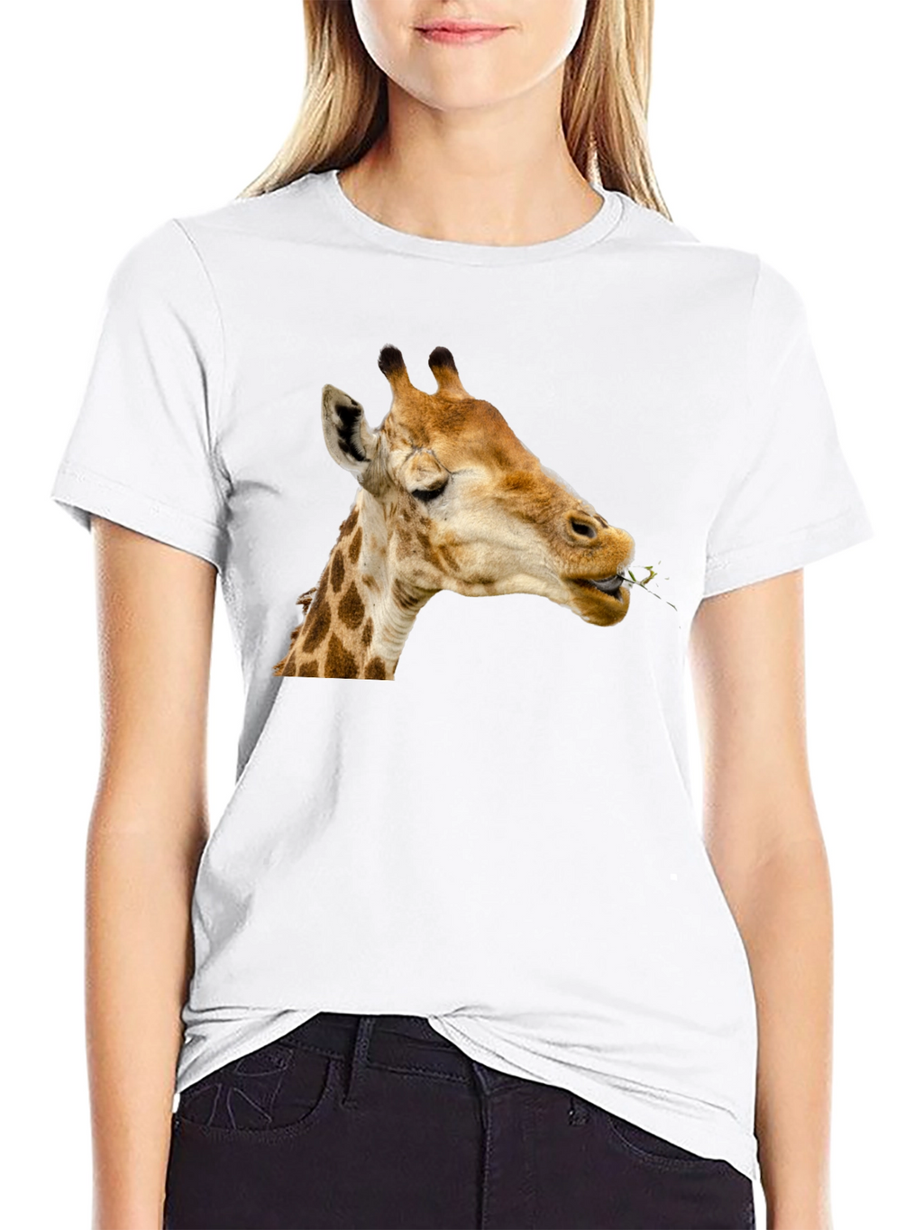 Giraffe Eating Leaves Graphic Tee