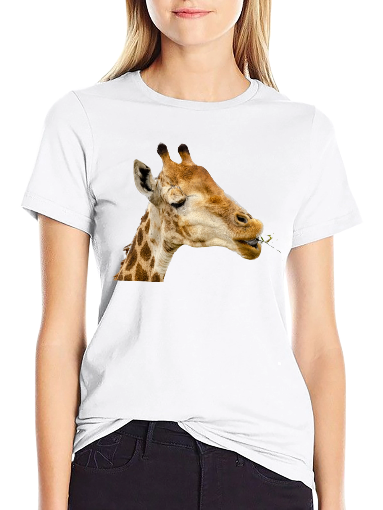 Giraffe Eating Leaves Graphic Tee