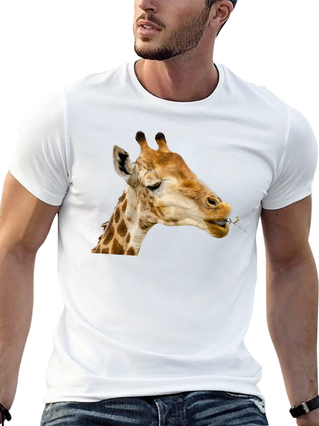 Giraffe Eating Leaves Graphic Tee