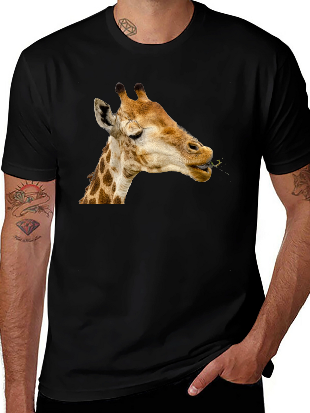 Giraffe Eating Leaves Graphic Tee