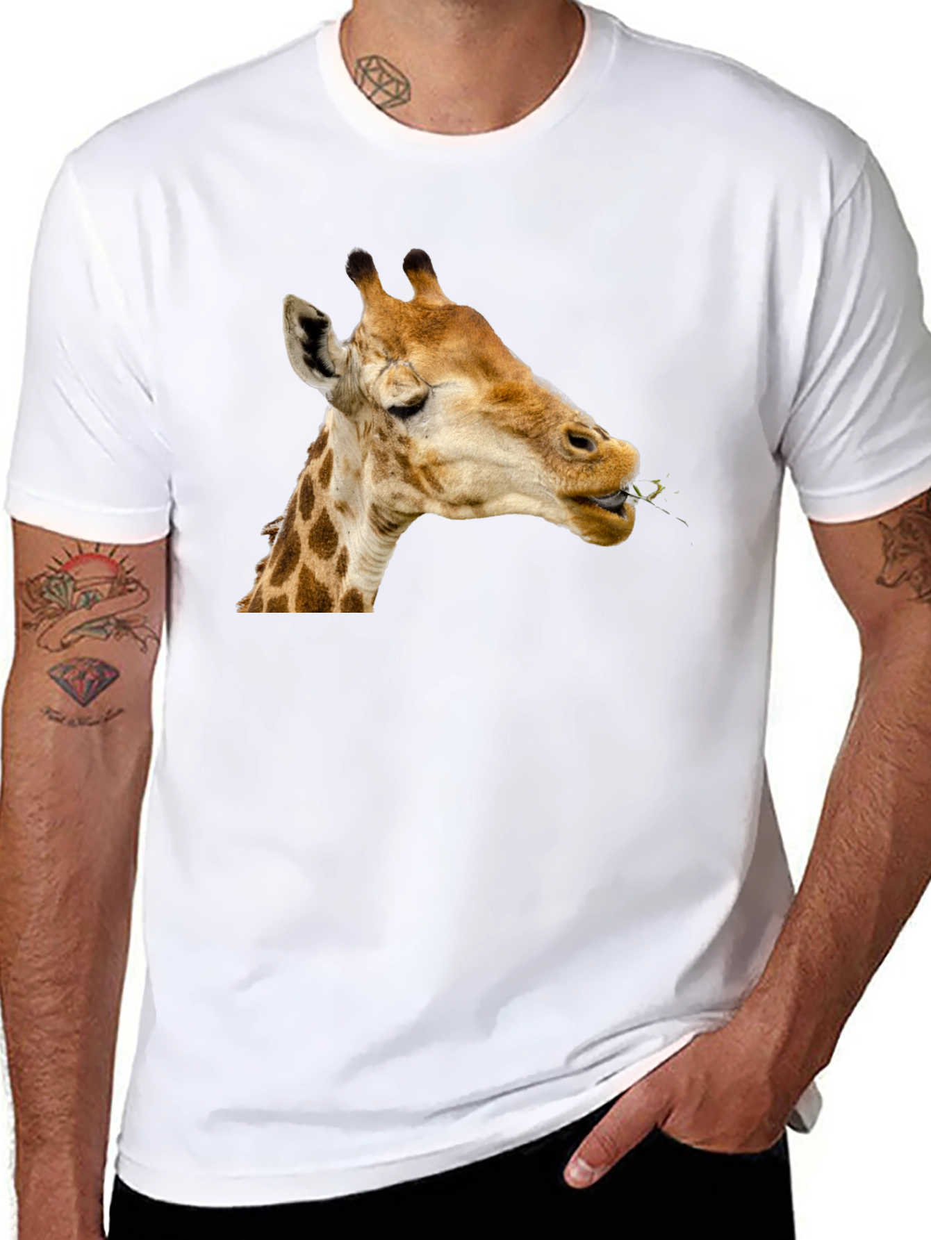 Giraffe Eating Leaves Graphic Tee