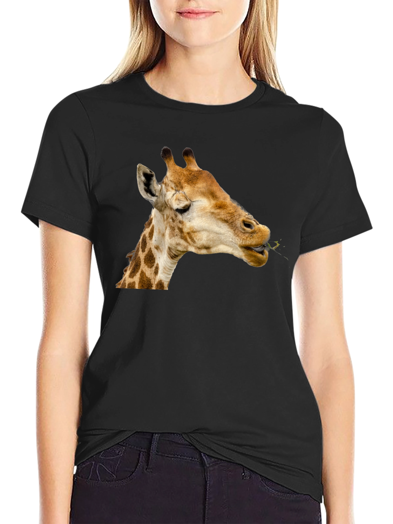 Giraffe Eating Leaves Graphic Tee