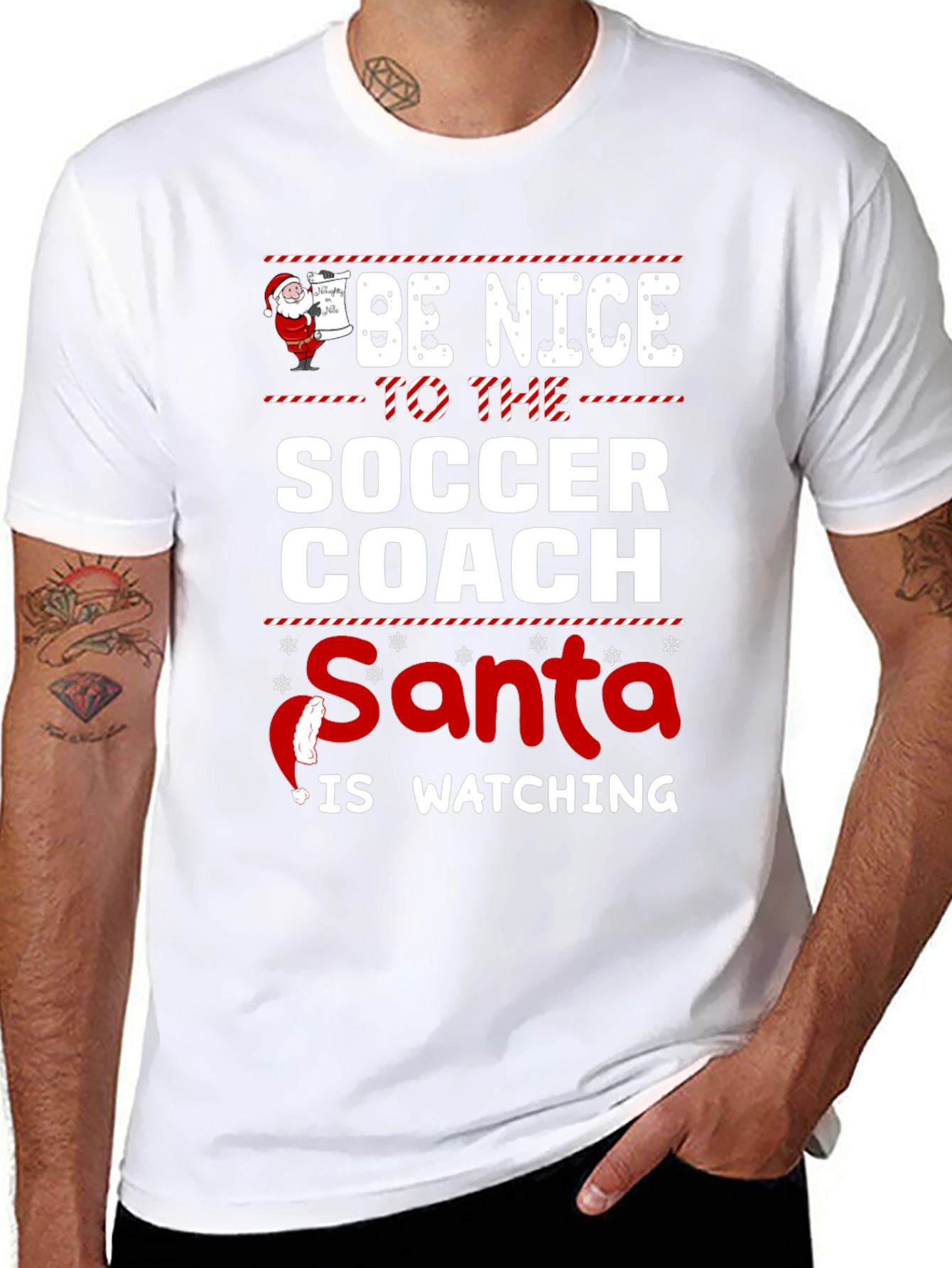 Funny Soccer Coach Santa Christmas T-Shirt