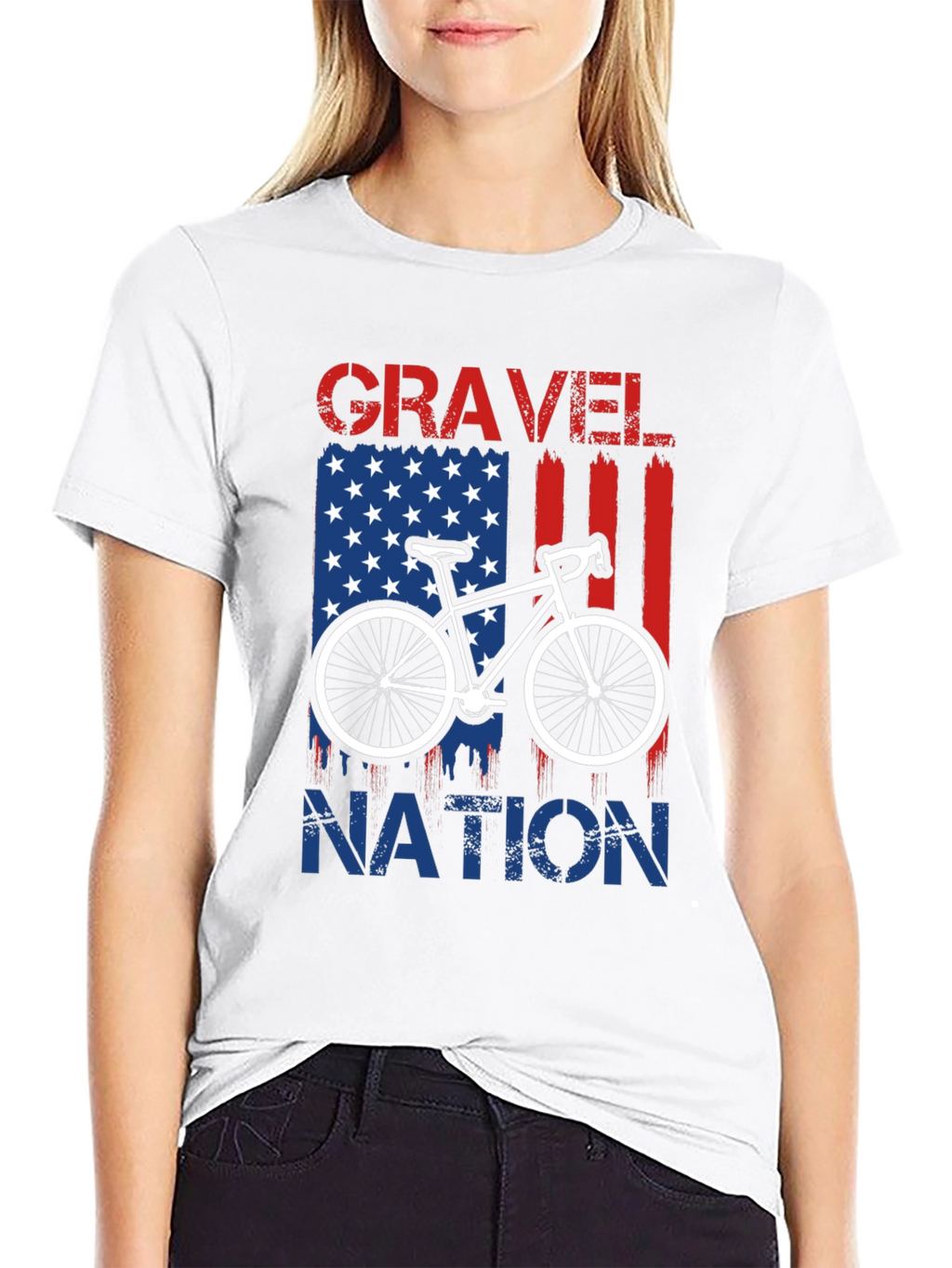 Gravel Nation Cycling T-Shirt - American Flag