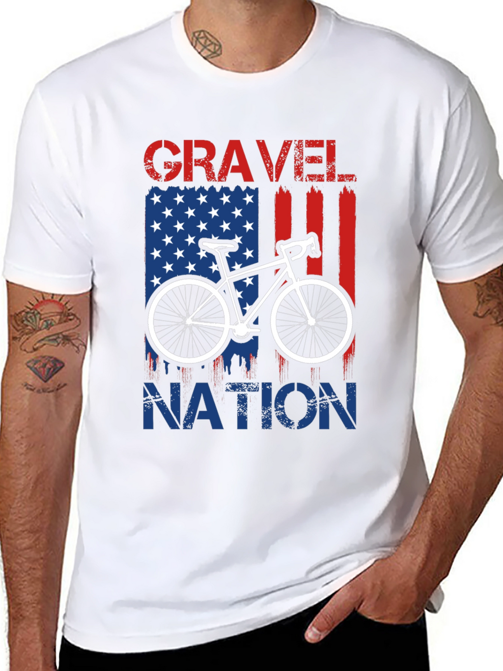 Gravel Nation Cycling T-Shirt - American Flag