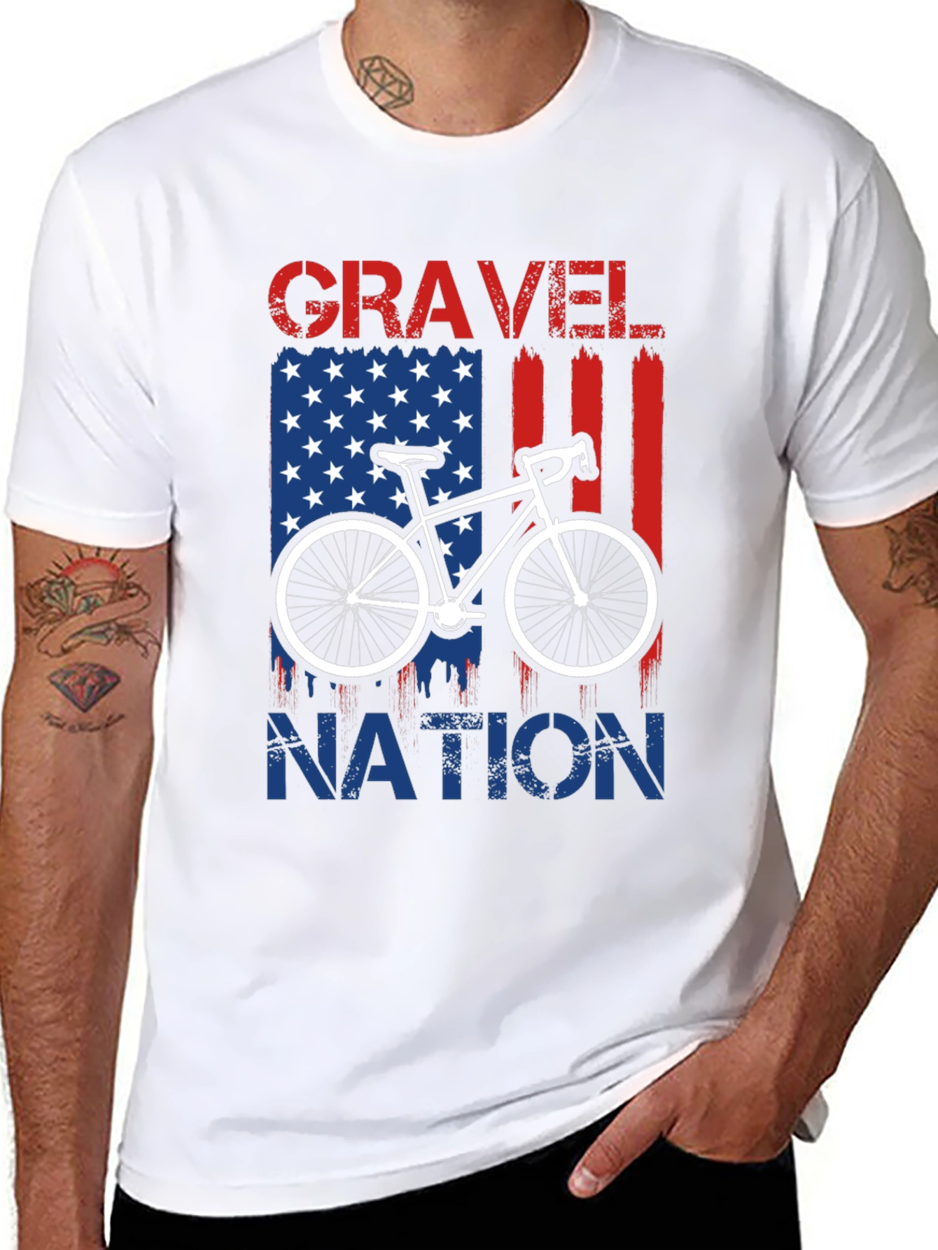 Gravel Nation Cycling T-Shirt - American Flag
