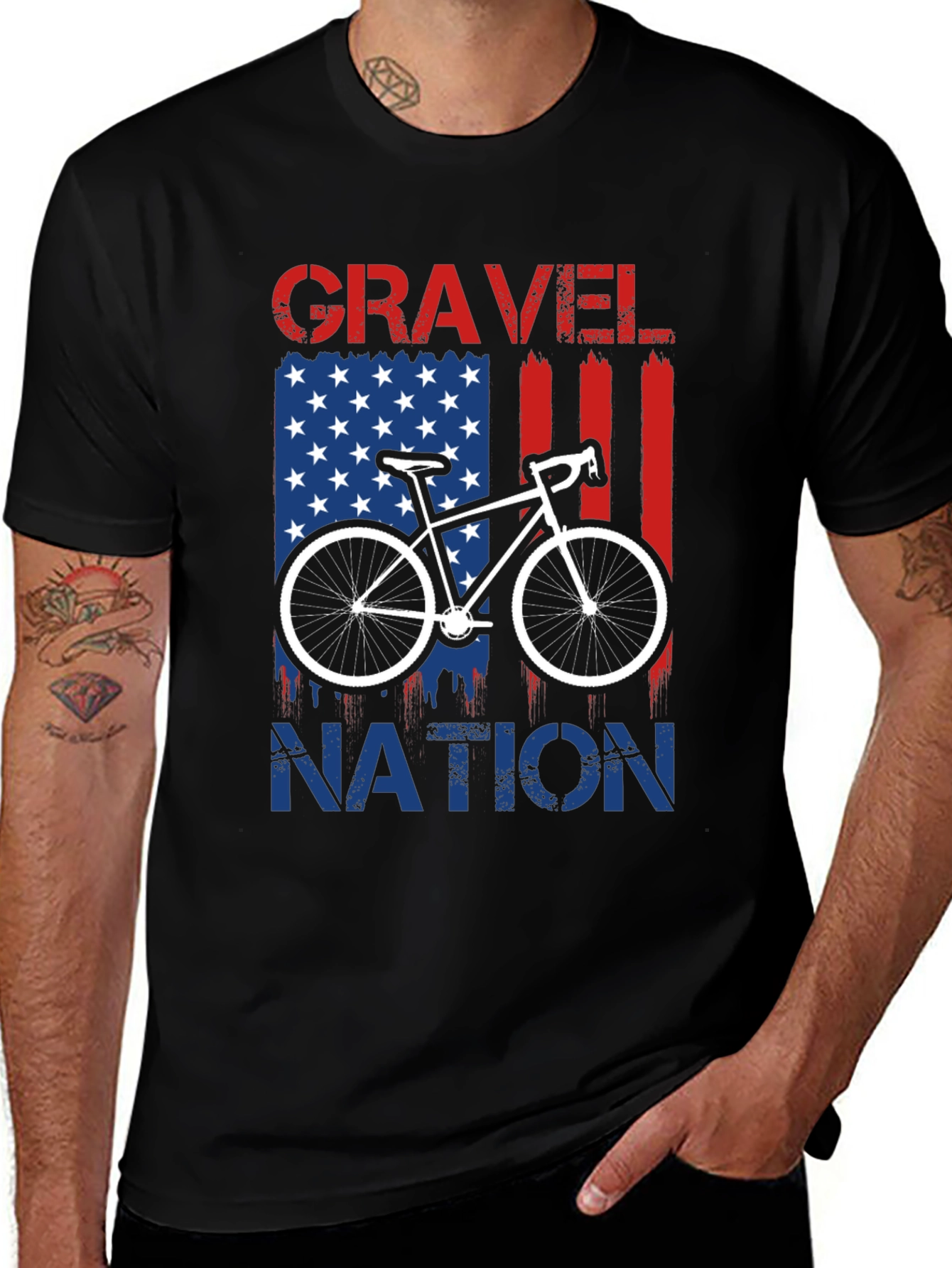 Gravel Nation Cycling T-Shirt - American Flag
