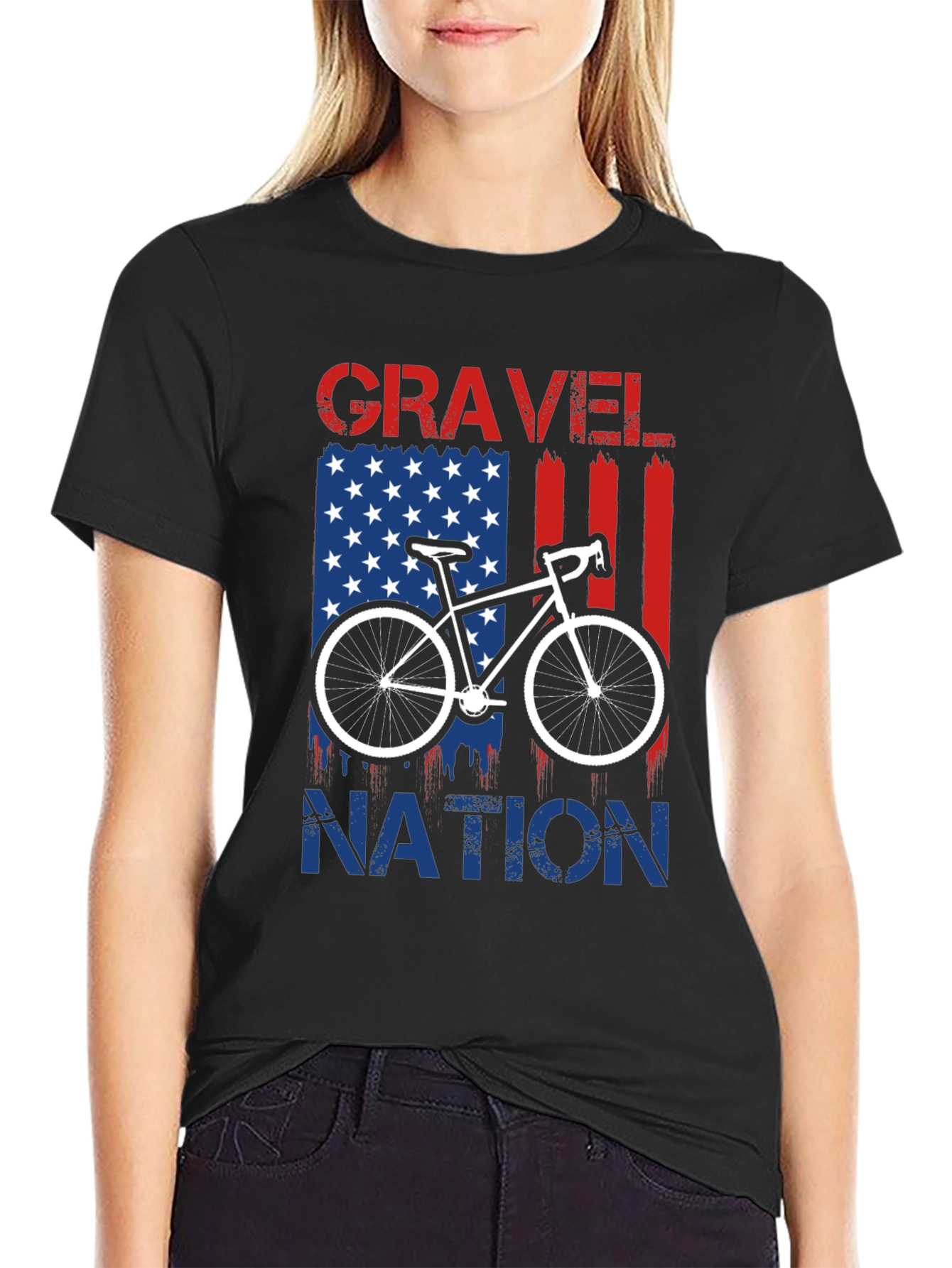 Gravel Nation Cycling T-Shirt - American Flag