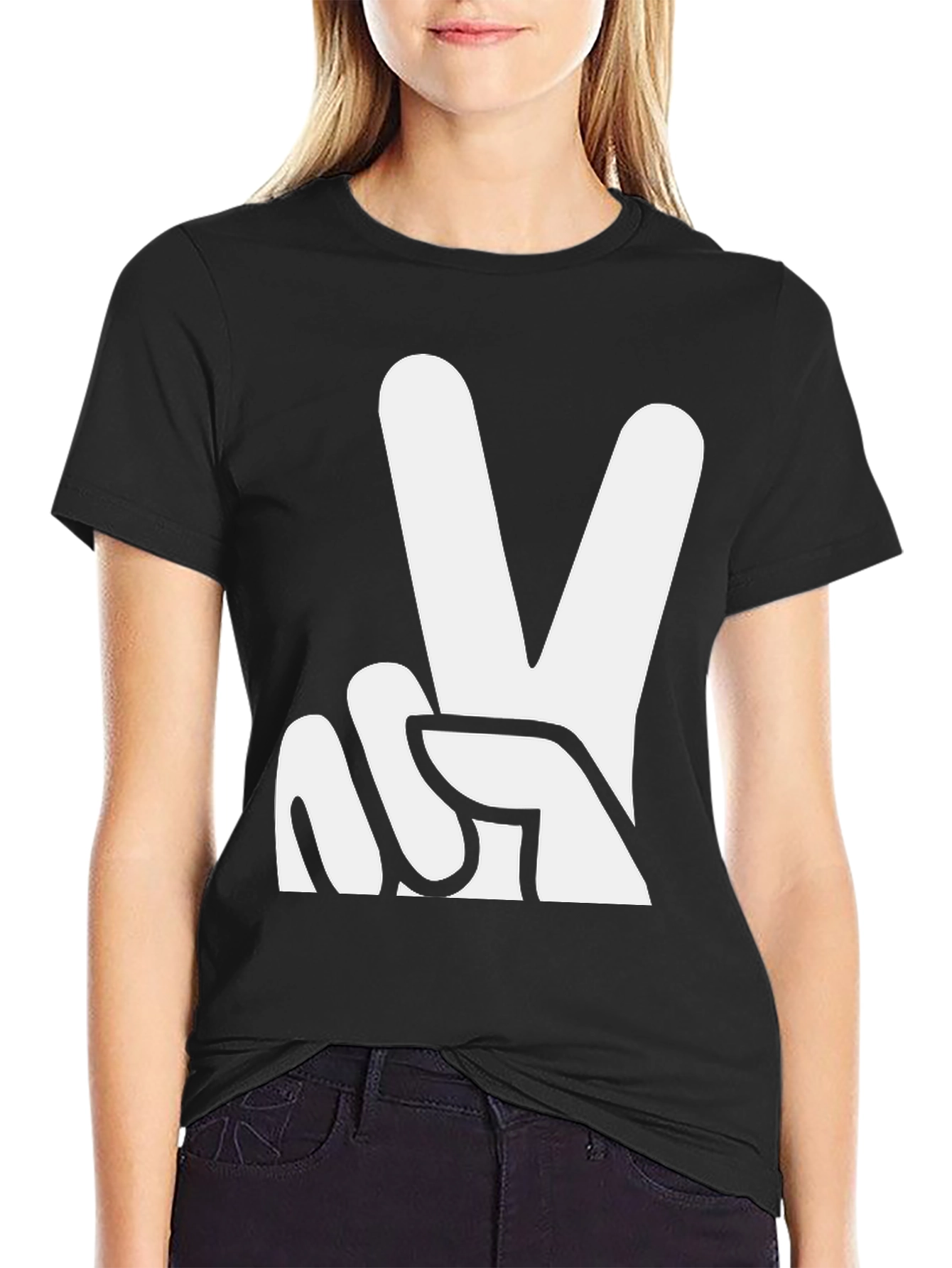 Peace Sign Graphic Tee - Black T-Shirt