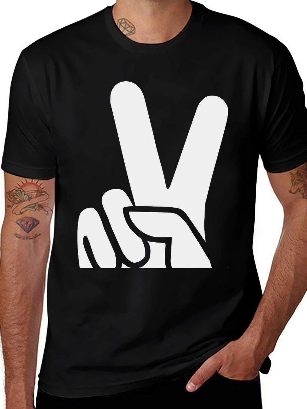Peace Sign Graphic Tee - Black T-Shirt