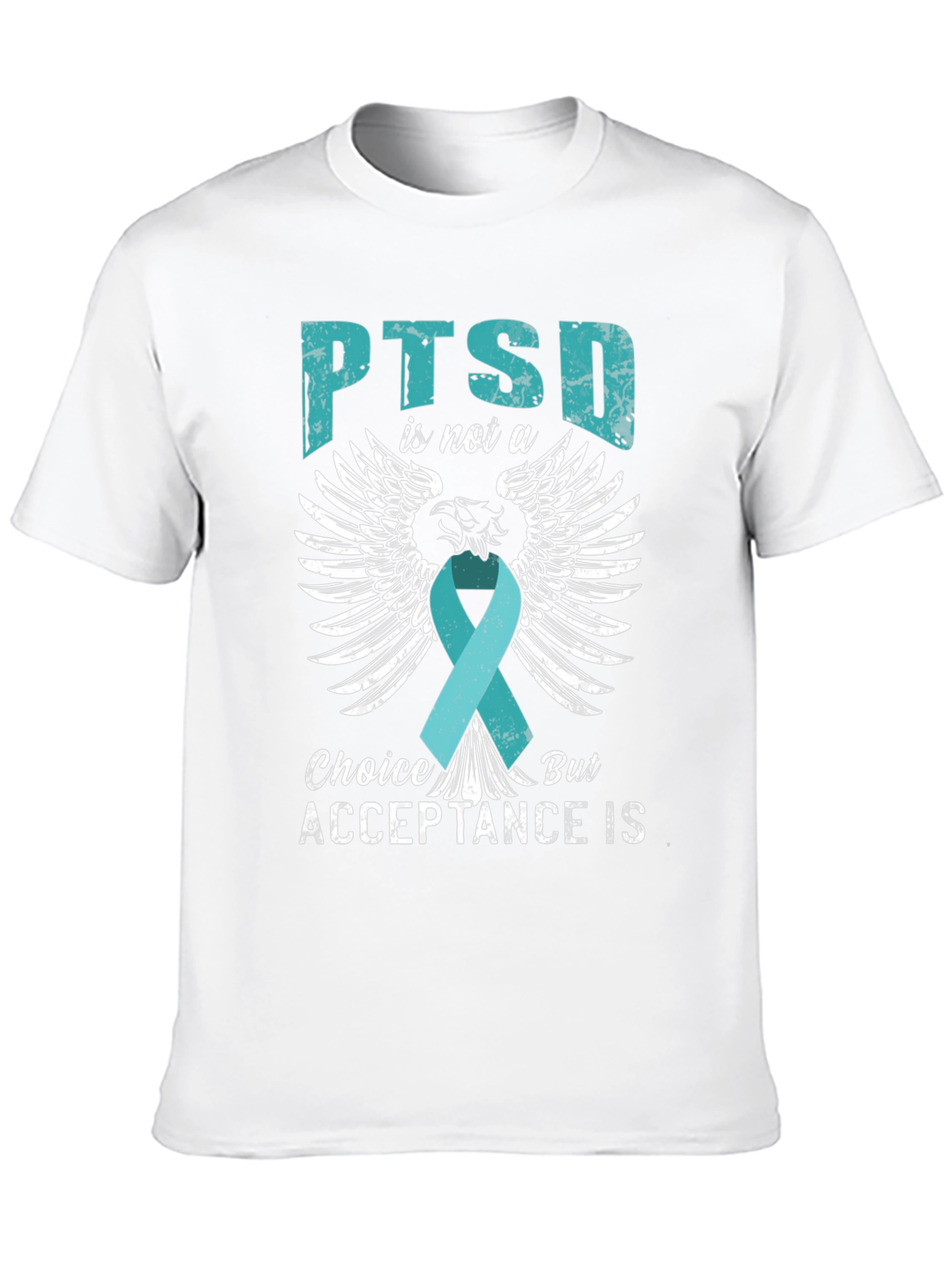 PTSD Acceptance T-Shirt - Teal Ribbon Wings Design