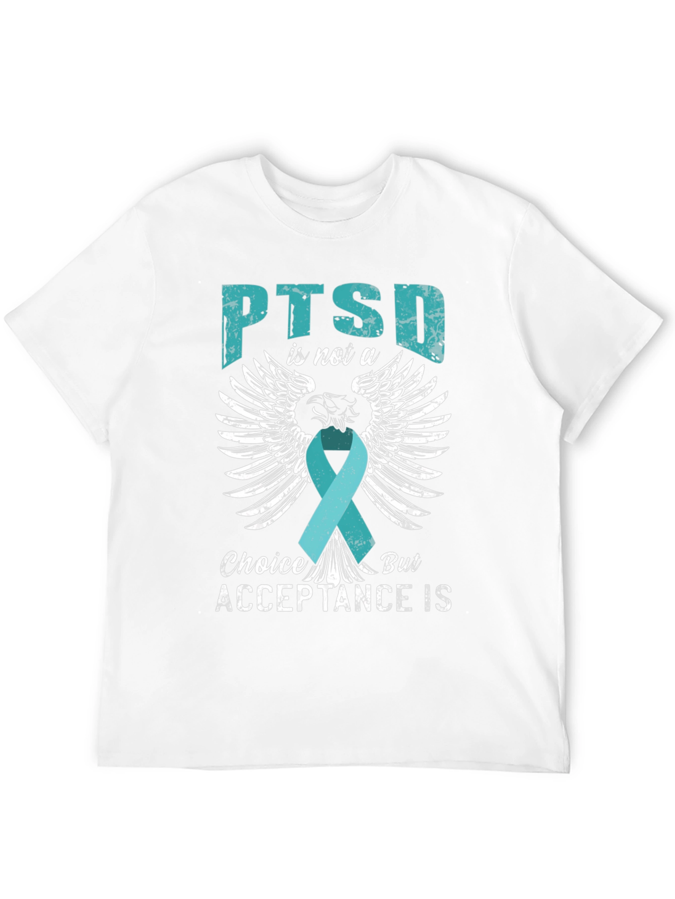PTSD Acceptance T-Shirt - Teal Ribbon Wings Design