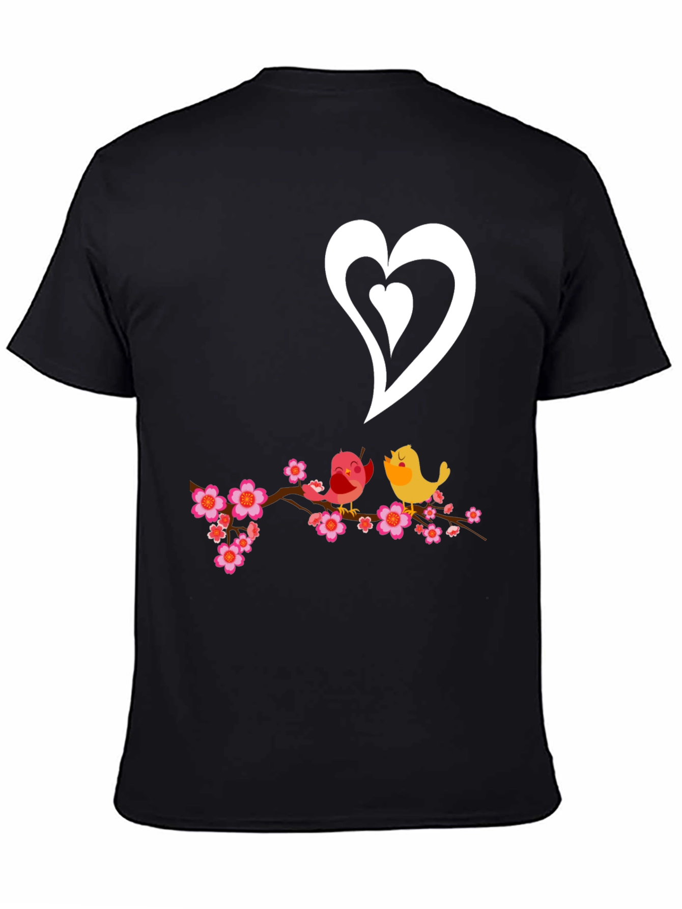 Love Birds Graphic Tee - Black Cotton T-Shirt