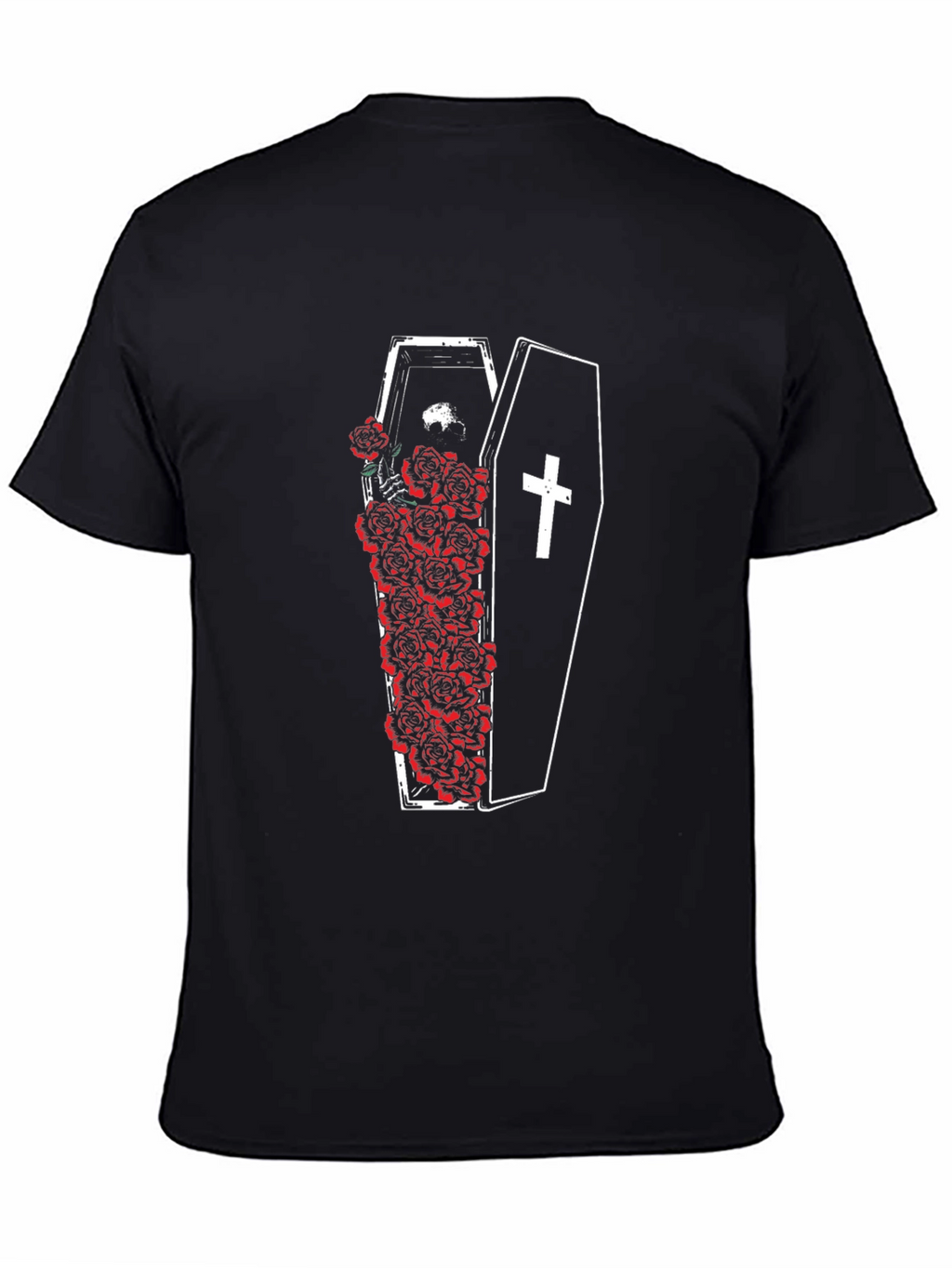 Coffin & Roses Graphic Tee - Unisex Black T-Shirt