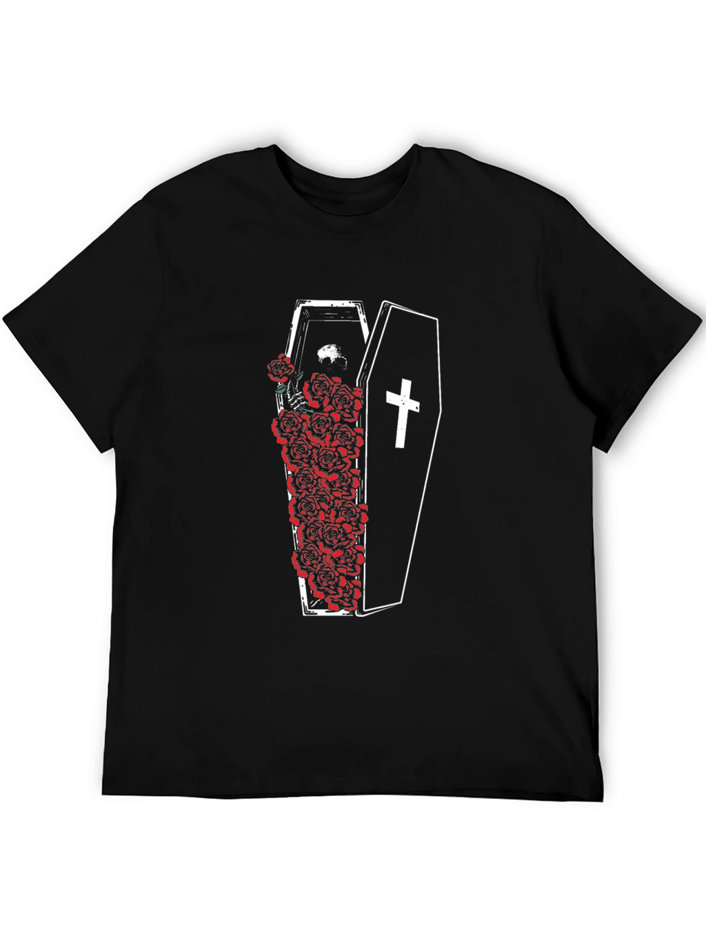 Coffin & Roses Graphic Tee - Unisex Black T-Shirt