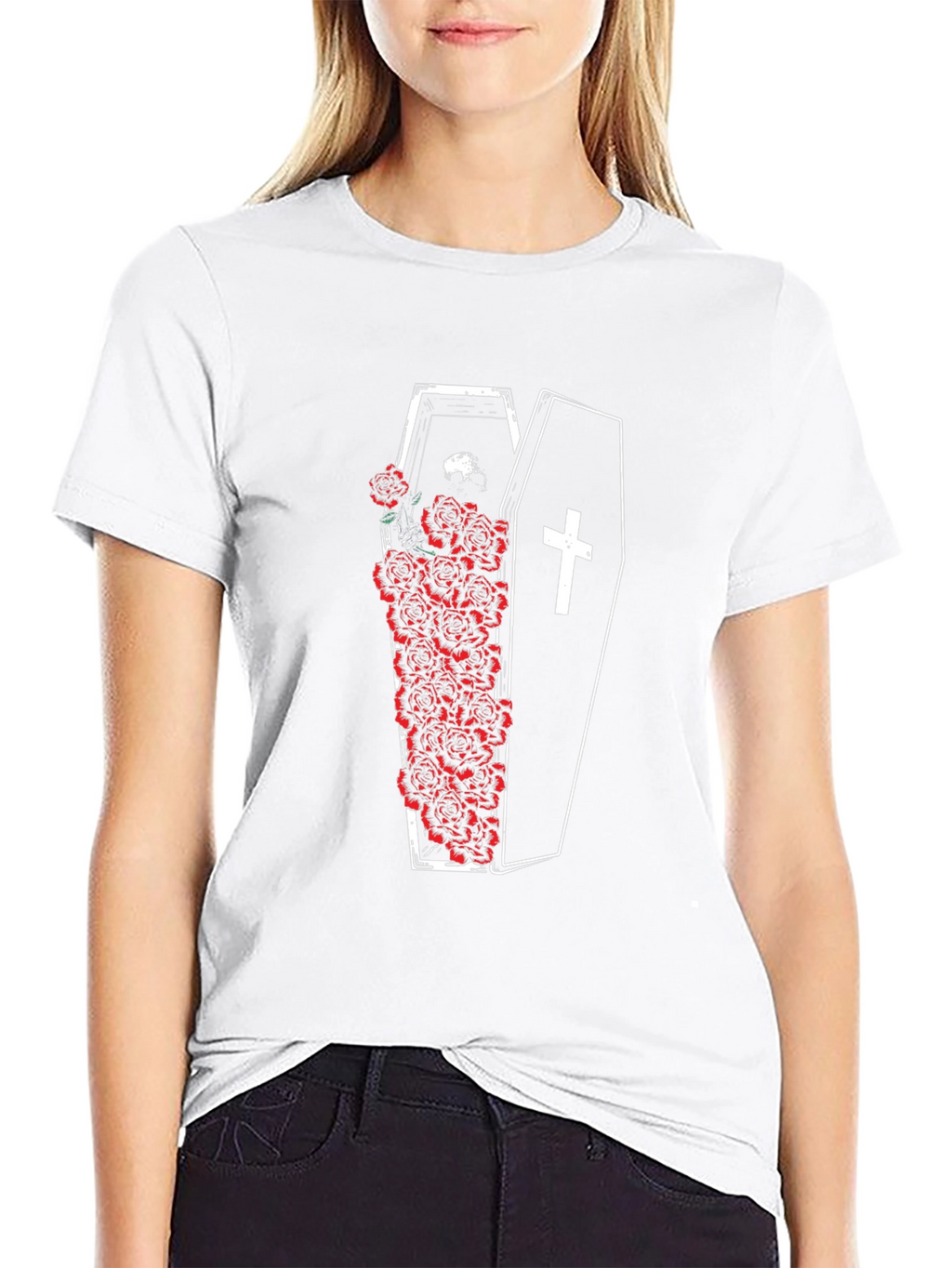 Coffin & Roses Graphic Tee - Unisex Black T-Shirt