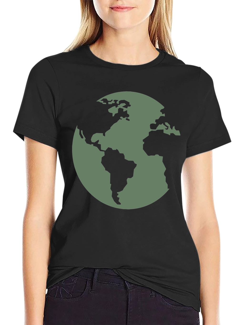 Earth Graphic Tee - Black Cotton T-Shirt