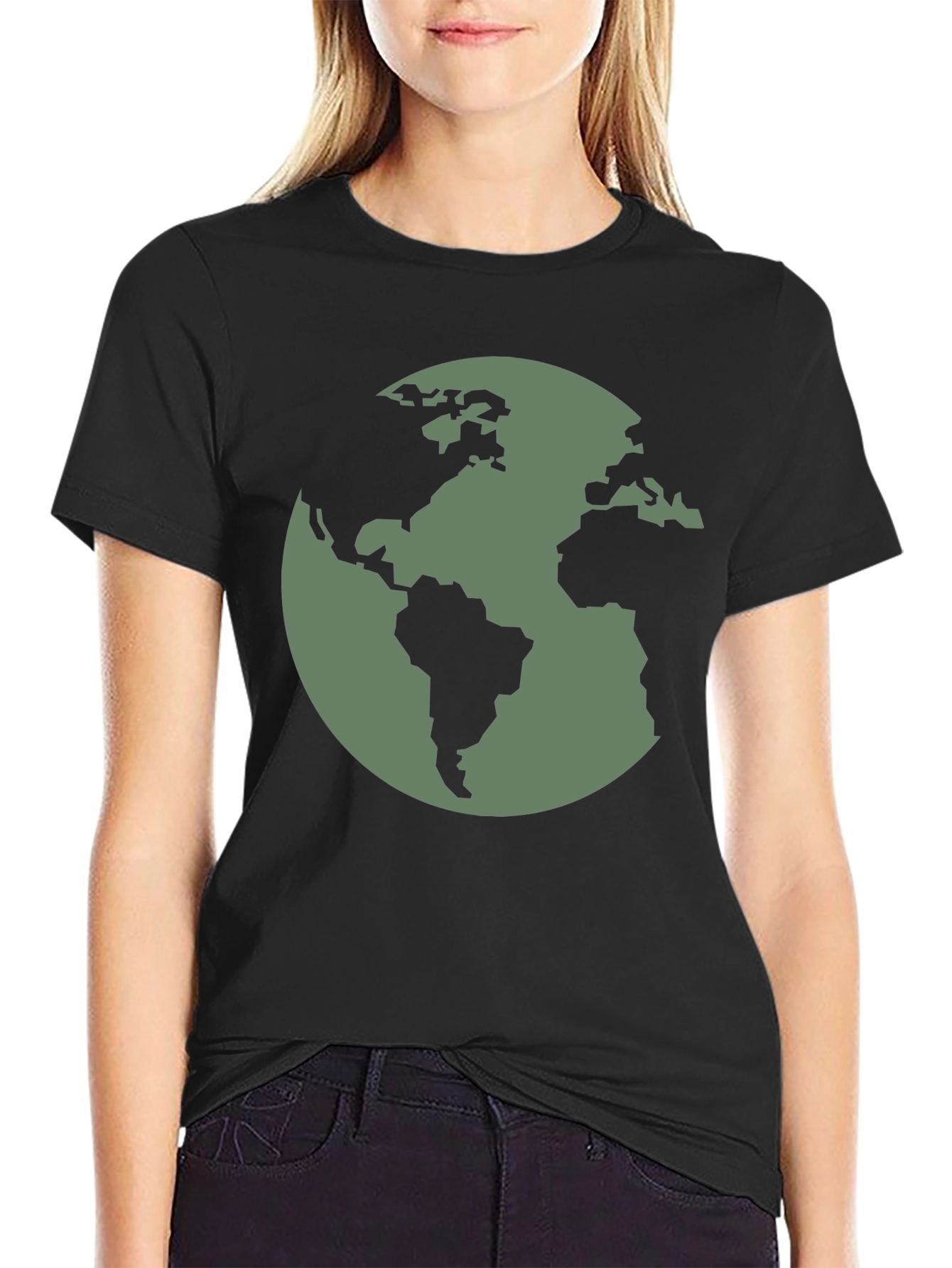 Earth Graphic Tee - Black Cotton T-Shirt