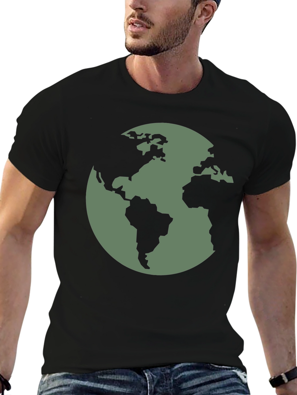Earth Graphic Tee - Black Cotton T-Shirt