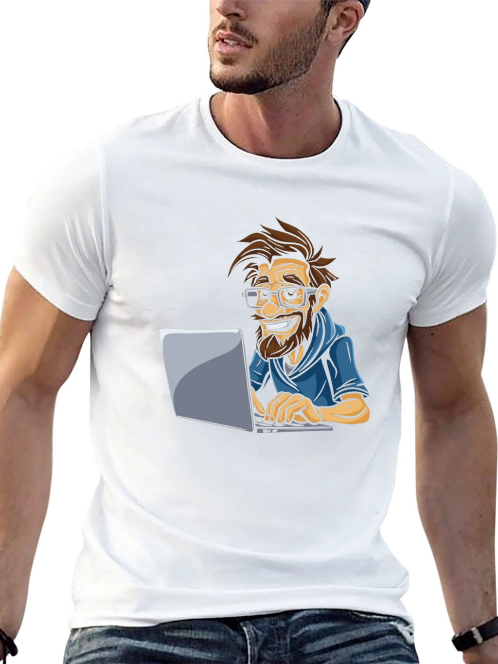 Funny Cartoon Programmer Graphic Tee