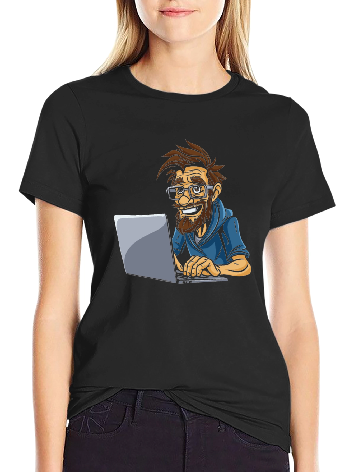 Funny Cartoon Programmer Graphic Tee