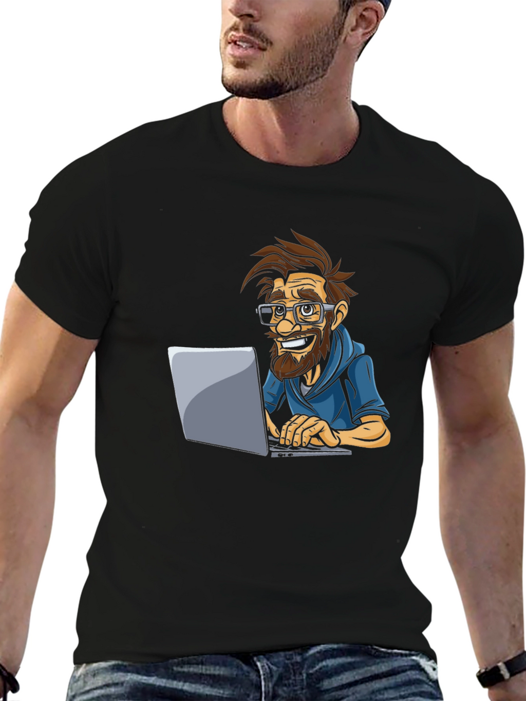 Funny Cartoon Programmer Graphic Tee
