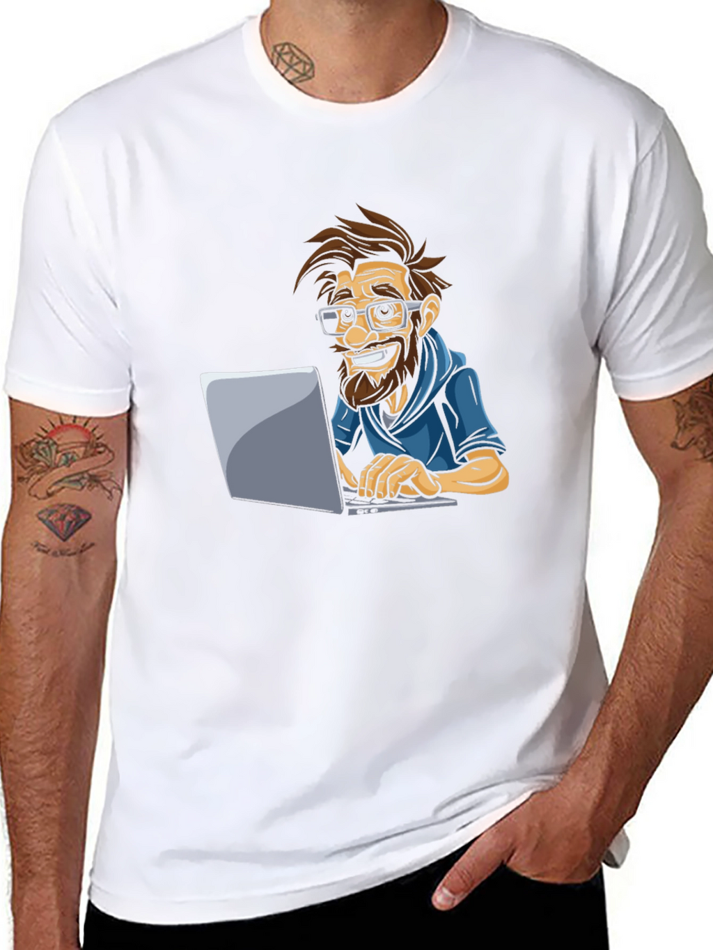 Funny Cartoon Programmer Graphic Tee