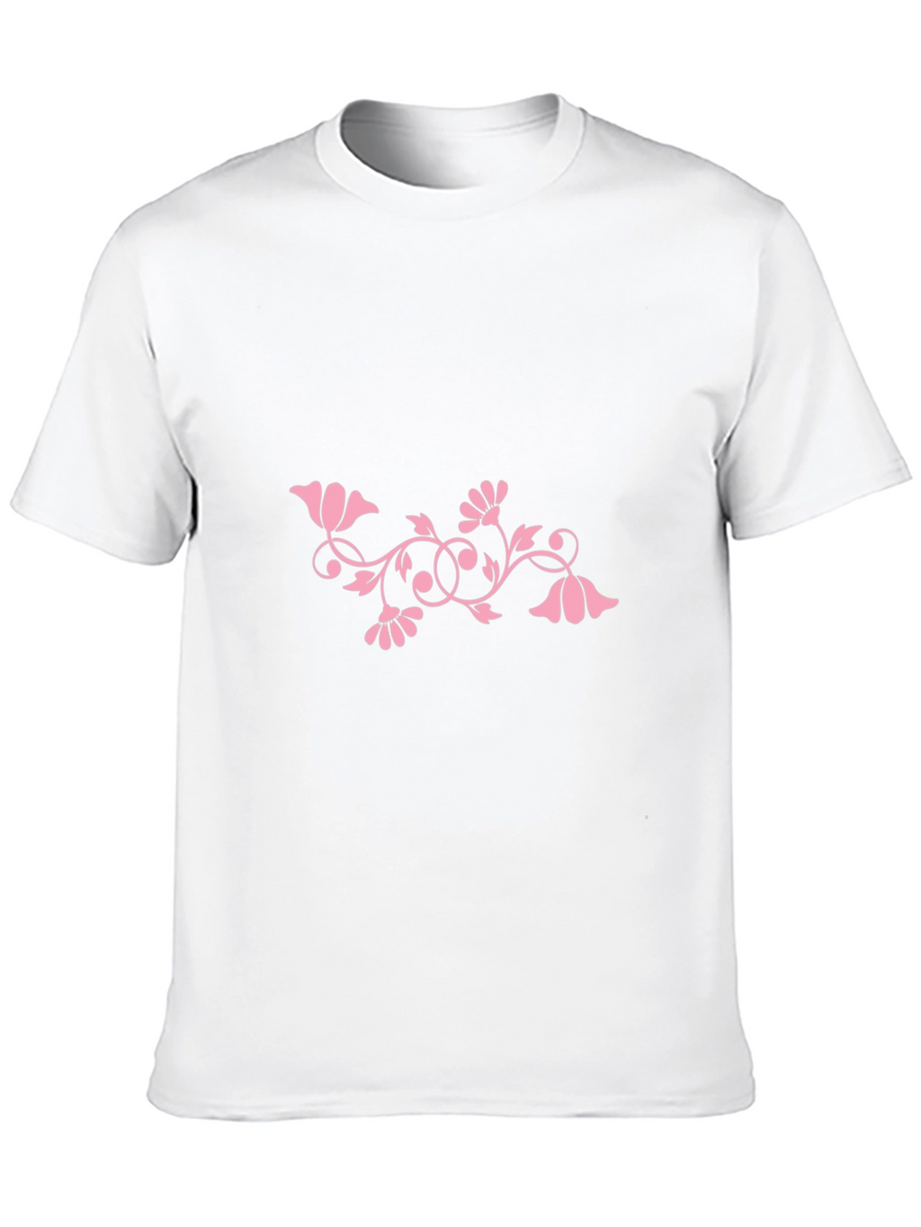 Black Tee with Pink Floral Design