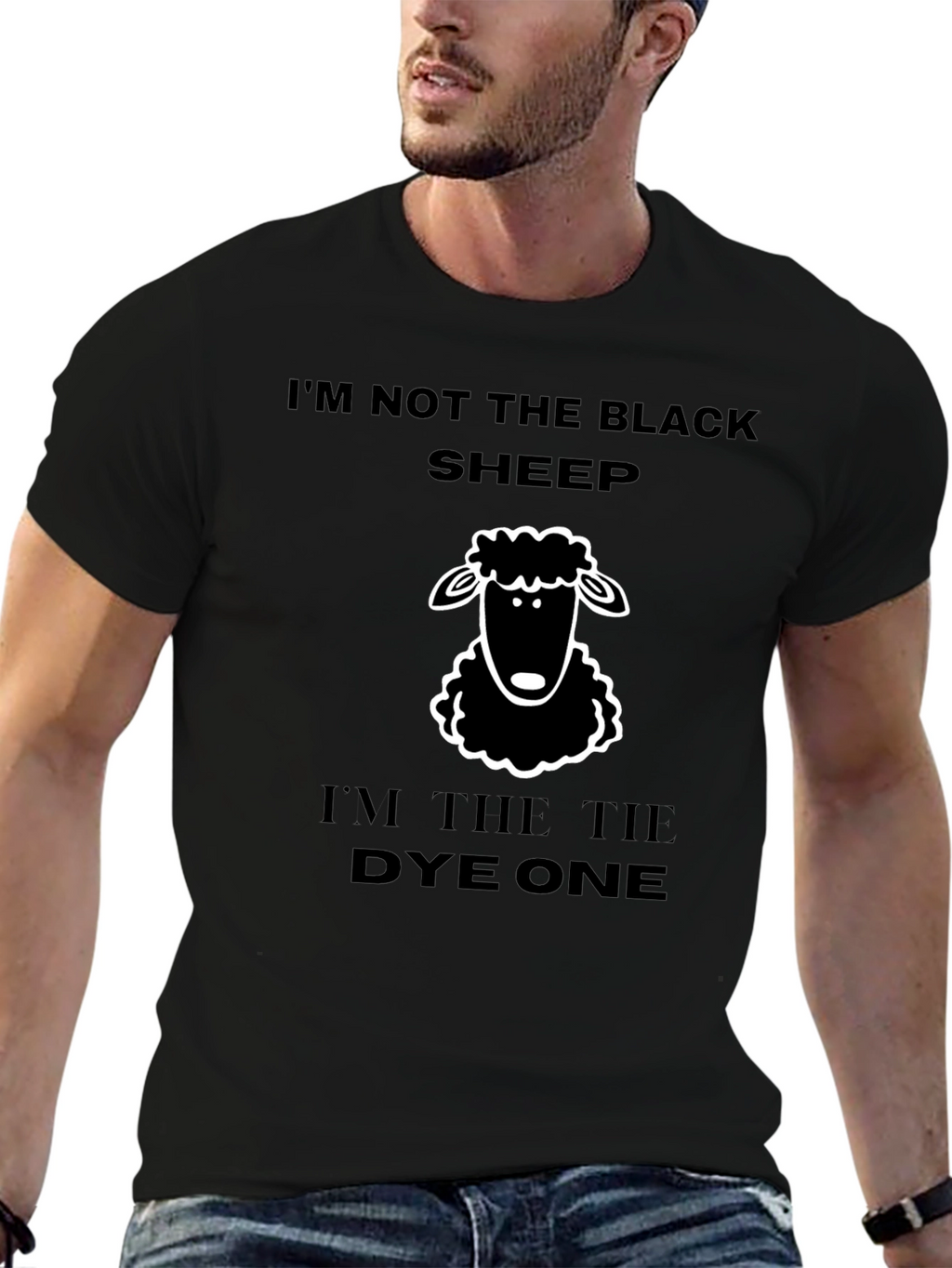 Black T-Shirt Tie Dye Sheep