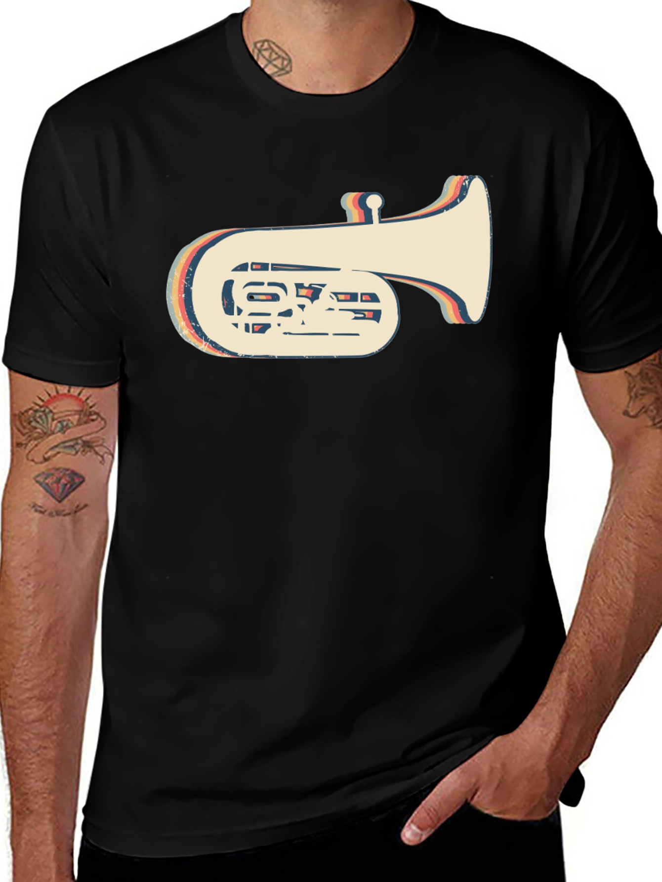 Retro Tuba Graphic Tee - Vintage Style Music Lover Shirt