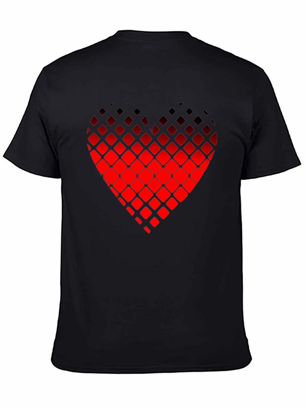 Pixelated Heart Graphic Tee - Black Casual Shirt