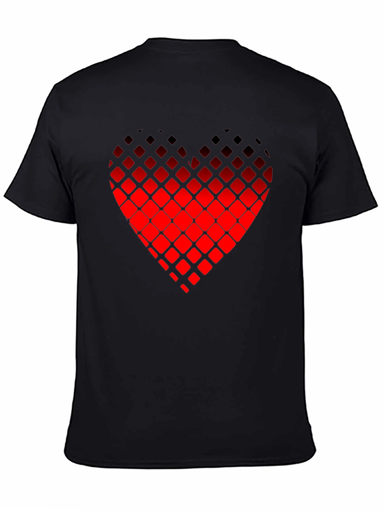 Pixelated Heart Graphic Tee - Black Casual Shirt