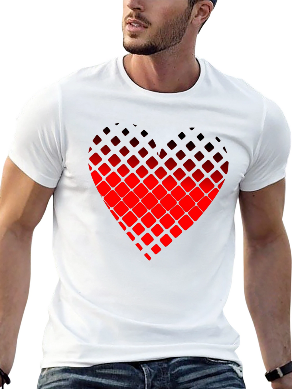 Pixelated Heart Graphic Tee - Black Casual Shirt