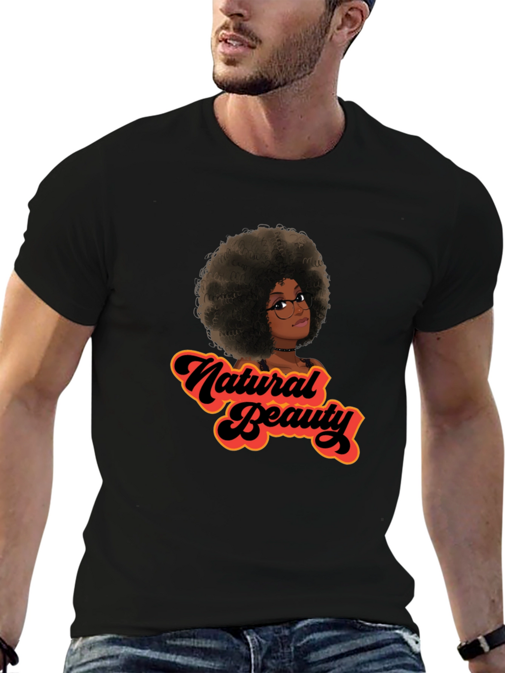 Natural Beauty Graphic Tee - Black Cotton Casual Shirt