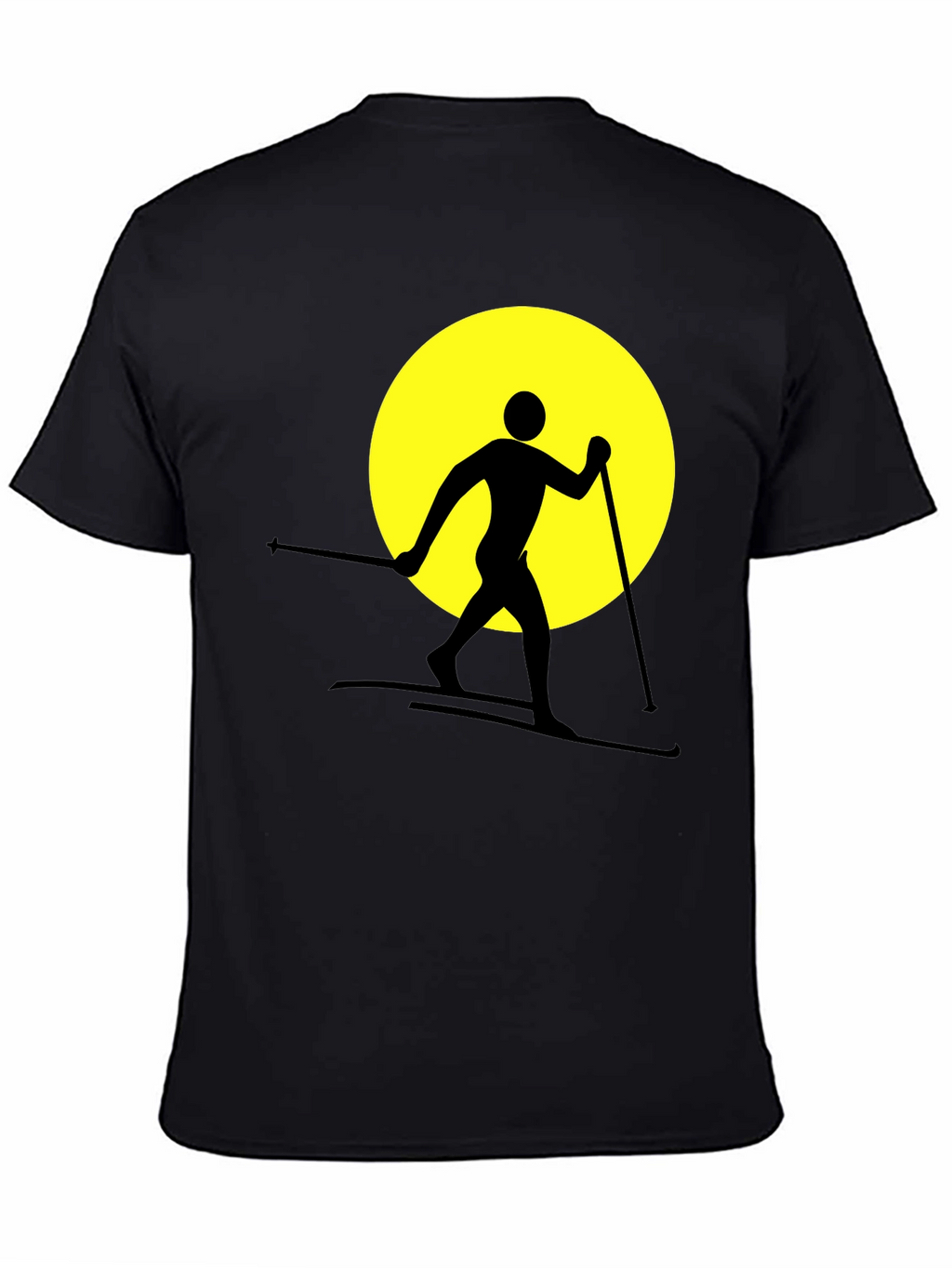 Skiing Silhouette Graphic Tee - Black Cotton Blend