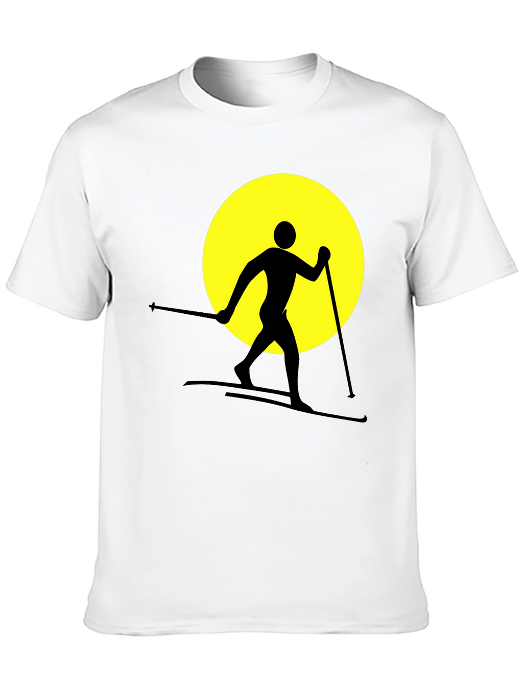 Skiing Silhouette Graphic Tee - Black Cotton Blend