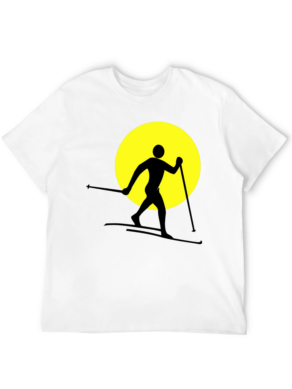 Skiing Silhouette Graphic Tee - Black Cotton Blend